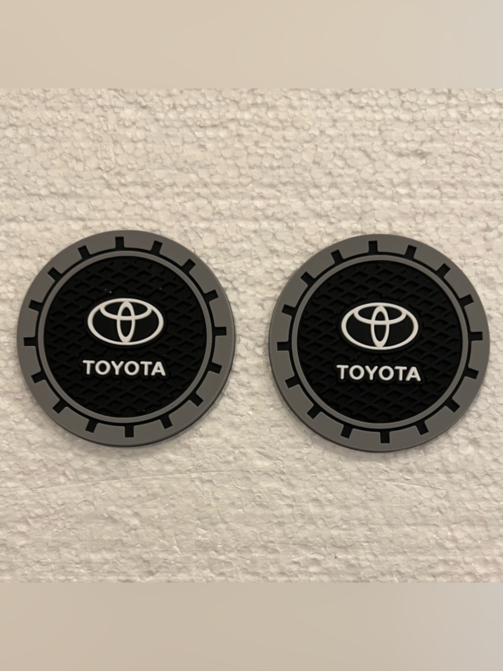 TOYOTA Gray, Black & White Car Cup Coasters